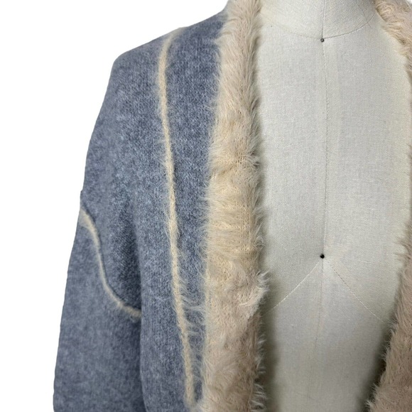 Anthropologie Moth Longline Open Front Cardigan Fur Lined Gray Womens S $200 - Picture 8 of 12
